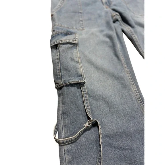 Love For Humanity Jeans Womens Denim Light Wash Wide Leg Cargo Pants - Picture 5 of 9